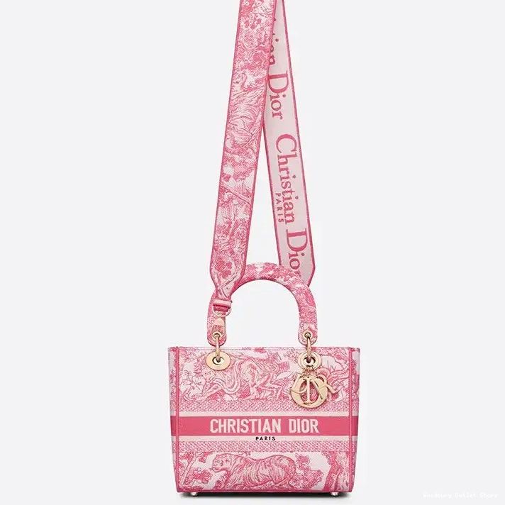 Cheap Medium Bag Lady de Toile Canvas Rose D-lite Jouy Motif 0328 Hot Sale